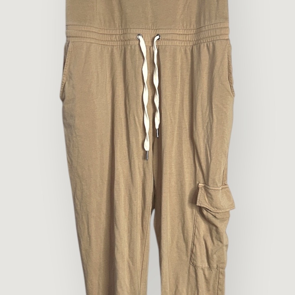 n:philanthropy Tan Utility Cargo Jumpsuit Size L Cotton Drawstring Beige - Picture 8 of 12
